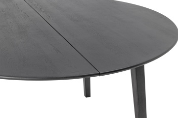 Masă dining rotundă din lemn masiv de stejar, negru, 6 locuri, cu patru picioare înclinate, finisaj cu ulei pigmentat, 76 x 140 cm, „Peron” - Img 8
