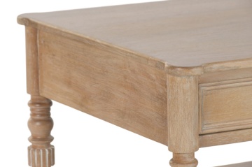 Măsuță de cafea din lemn masiv de mango, finisaj natural maro, 2 sertare și poliță inferioară, 110 x 60 x 45 cm, „Classic" - Img 6