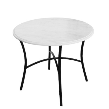 Măsuță de cafea din marmură albă antichizată cu structură din metal negru, 60 × 50 cm, „Harry"