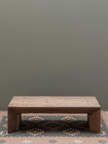 Măsuță de cafea dreptunghiulară din lemn reciclat, natur, cu panouri laterale îmbinate în unghi, 36 x 122 x 61 cm, „Asturias” - Img 2