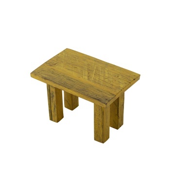 Măsuță decorativă din lemn reciclat, galben, blat dreptunghiular pe picioare înclinate, finisaj vopsit, 24 x 30 x 18 cm, „Porir” - Img 3