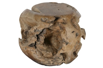 Măsuță laterală sculptată din lemn masiv de teak, 50×50×40 cm, „Tallado" - Img 4