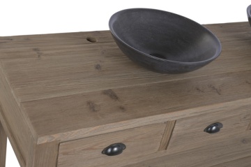 Mobilier de baie rustic din lemn vechi reciclat și pin, 4 sertare și poliță inferioară, 165 x 50 x 90 cm, „Cottage" - Img 6