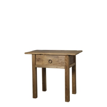 Noptieră din lemn masiv reciclat, cu sertar, H64 cm, aspect vintage - Img 1