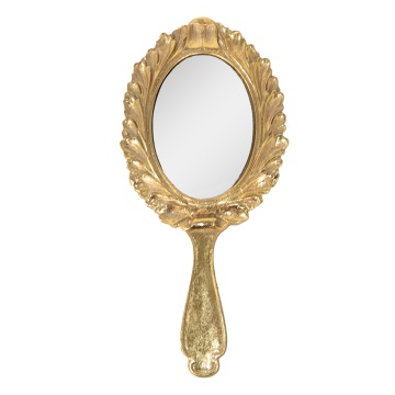 Oglinda de mana, aurie, aspect vintage, 13x27 cm