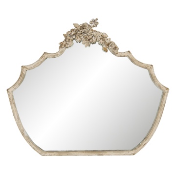 Oglinda de perete, bej, din metal, aspect vintage, 70x58 cm