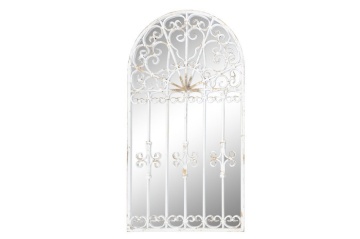 Oglindă de perete din metal alb antichizat în formă de fereastră arcuită, 55×3×103,5 cm, „Ventana" - Img 2