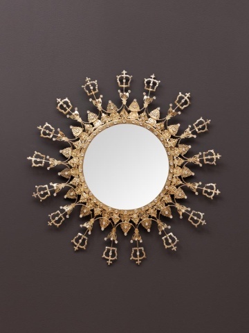 Oglinda de perete, din metal, D48cm, Crown - Img 2