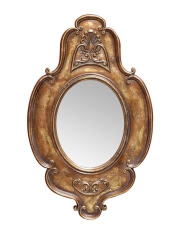 Oglinda de perete, din rasina, cu patina vintage, Antique