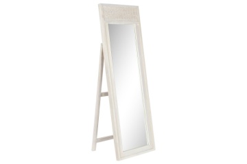 Oglindă decorativă din lemn de mango și ratan, 58×8×175 cm, „Blanco"