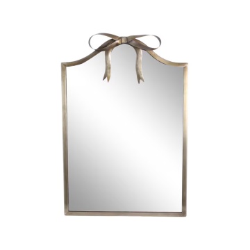 Oglindă decorativă din metal cu fundă, finisaj alamă antichizată, 30,5 x 44 cm, „Bow"