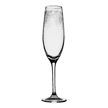 Pahar de șampanie din sticlă, transparent, formă flute, cu model în spirală gravat, 180 ml, 24 x 5 cm, „Joséphine”