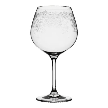 Pahar de vin roșu din sticlă, transparent, cu model în spirală gravat, 630 ml, 21,5 x 10,5 cm, „Joséphine”