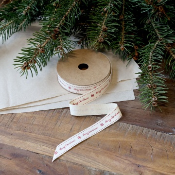 Panglica din bumbac, 5m, Merry Christmas - Img 2