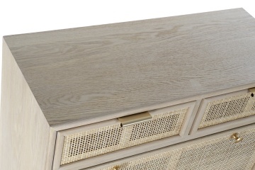 Pantofar din lemn de paulownia, natur, cu 4 sertare și panouri din ratan împletit, finisaj natural, 120 x 70 x 32 cm, „Sully” - Img 2