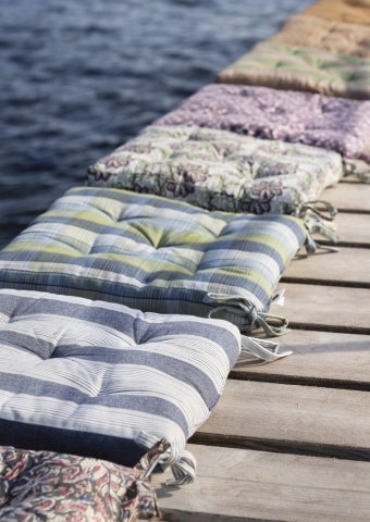 Pernă pătrată pentru scaun din bumbac în dungi, 45×45 cm, „Stripe Chair Pad" - Img 2