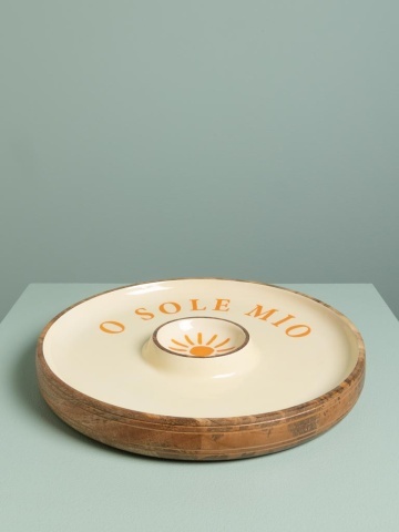 Platou servire din lemn de mango , cu compartiment sos , " O sole mio " - Img 3