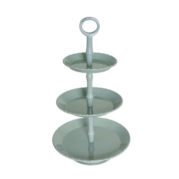 Platou vintage cu 3 niveluri din metal, verde sage, margini punctate, Ø 22 cm, „Prairie"