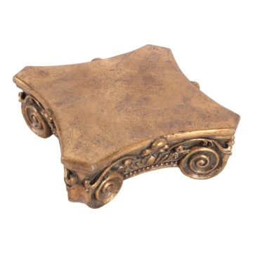 Postament decorativ din polirășină, auriu, în formă de capitel clasic, cu spirale și ornamente în relief, 8 x 21 cm, „Nacre” - Img 2