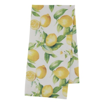 Prosop de bucătărie alb din bumbac cu imprimeu lămâi, L70/W50 cm, „Aix”