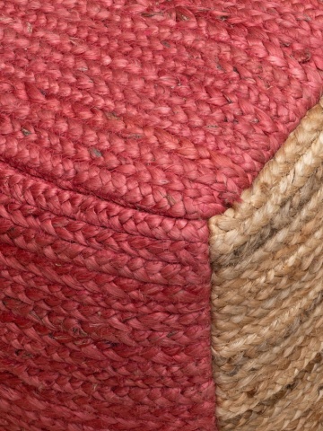 Puf împletit cubic din iută, roz, cu laturi natur, 40 x 40 x 40 cm, „Pouf” - Img 3