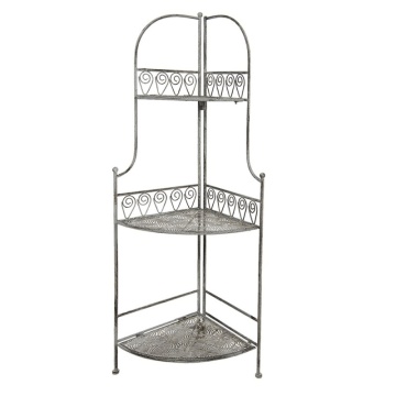 Raft de gradina, gri, din metal, aspect vintage