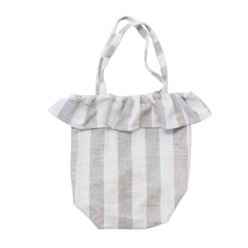 Sacoșă din bumbac organic bej, „Ida Stripe"
