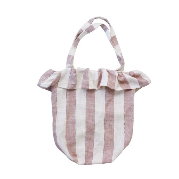 Sacoșă din bumbac organic roz, „Ida Stripe"