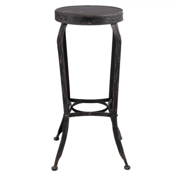 Scaun bar negru din metal, în stil industrial, cu șezut rotund și picioare curbate, finisaj antichizat, 72 x Ø 37 cm, „Rivet” - Img 3