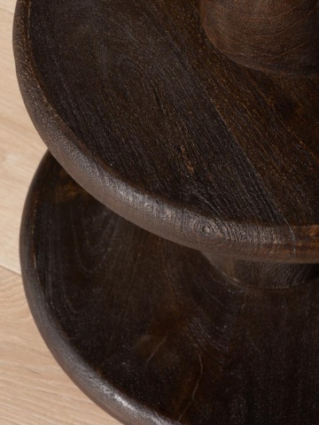 Scaun de bar din lemn de mango maro închis, cu etaje rotunde suprapuse, finisaj antichizat, 74,5×34,5 cm, „Rolia" - Img 5