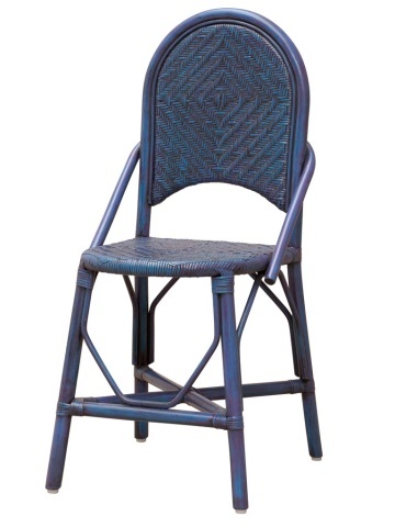 Scaun de dining albastru din rattan, "Pigmento"