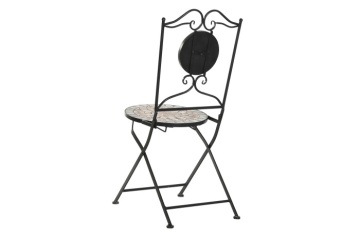 Scaun de exterior din fier forjat, cu design mozaic ceramic, stil mediteraneean, "Tesera" - Img 2