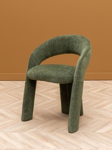 Scaun din bumbac verde, formă asimetrică, cu picioare cilindrice, 73×67×62 cm, „Prato" - Img 8