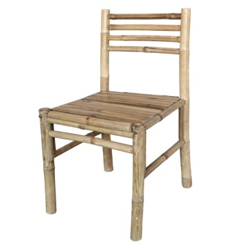 Scaun dining de exterior din bambus, natur, cu spătar din bare orizontale și șezut din lamele, 81 x 45 x 45 cm, „Lyon”