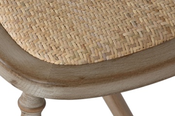 Scaun dining din lemn de cedru, natur, spătar cu bară centrală, șezut din ratan împletit și picioare sculptate, finisaj natural, 94 x 50 x 40 cm, „Saint-Rémy” - Img 4