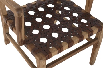Scaun dining din lemn de tec si piele naturala " Country Leather " - Img 4