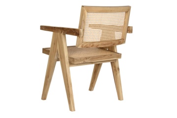 Scaun dining din lemn de tec si rattan, "Teqa" - Img 7
