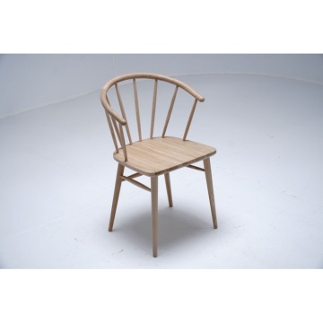 Scaun dining din lemn masiv de stejar, natur, cu spătar curbat din spițe și picioare conice, 84 x 54 x 52 cm, „Celeste” - Img 4