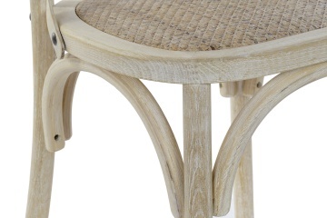 Scaun dining natur din lemn masiv de ulm cu spătar împletit din ratan, 89x50x52,5 cm, „Bastide" - Img 5