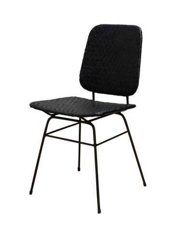 Scaun dining, negru, din rattan, Banyan