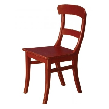 Scaun dining, rosu, din lemn masiv de fag, aspect rustic, Country Chic
