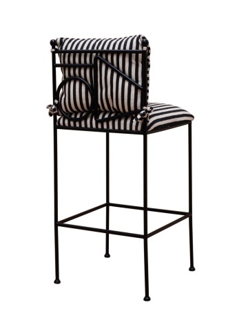 Scaun inalt din metal si bumbac , cu design geometric, "Springs"
