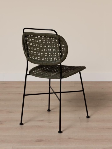 Scaun verde din metal si rattan, "Auro" - Img 3