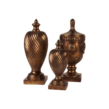 Sculptură decorativă din polirășină, auriu, cu capac și ornamente în relief, 44 x 18,5 cm, „Amphitrite” - Img 4