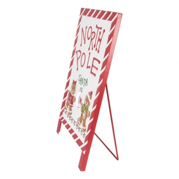 Semn decorativ de Crăciun din metal alb și roșu, 29x16x51 cm, „North Pole” - Img 2