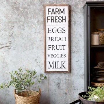 Semn decorativ de perete din lemn si metal "Farm Fresh", H81.5 cm - Img 2