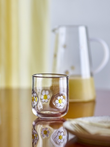 Set 2 pahare din sticlă transparentă cu albine și margarete, D8×H9 cm, 300 ml, „Buzz" - Img 3