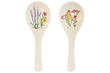 Set 2 suporturi pentru lingură din porțelan cu motive florale, 10×27,5×2,7 cm, „Bloom" - Img 2