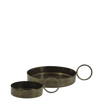 Set 2 suporturi pentru lumânări, din alamă antichizată, cu mâner, 10x5.5 cm, „Lueur"
