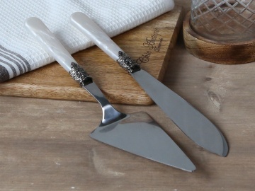 Set 2 tacamuri pentru tort, spatula si cutit, Linas - Img 2